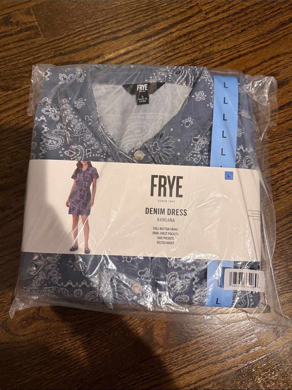 Frye denim dress with pockets bandana large